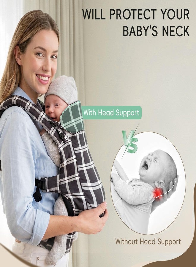 FRUITEAM Baby Carrier, Toddler Carrier with Adjustable Seat Size & Lumbar Support, Ergonomic Baby Carrier Newborn (7-25 Lbs), Easy to Wear, Travel and Hiking Friendly (Black White Check) - Image 5